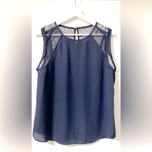 DYNAMITE Navy Sleeveless Flowy Top with Lace detail - Size US L